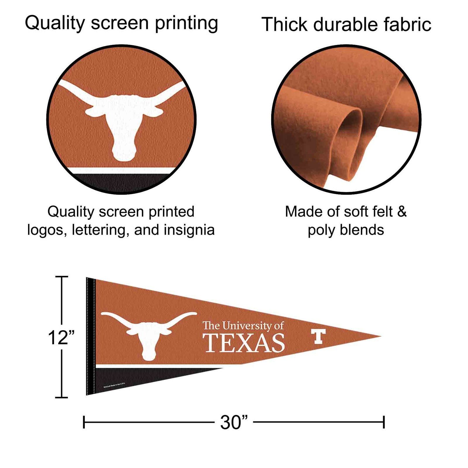 UT Longhorns 12x30 Felt Pennant gallery