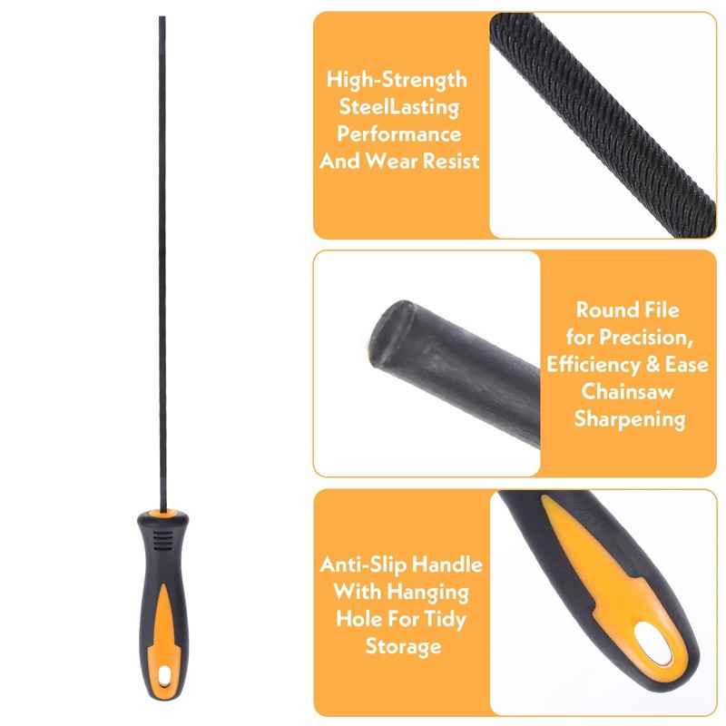 3pc Chainsaw File Set 1/8in 3.2mm Round Sharpener Tool Grinding Kit gallery
