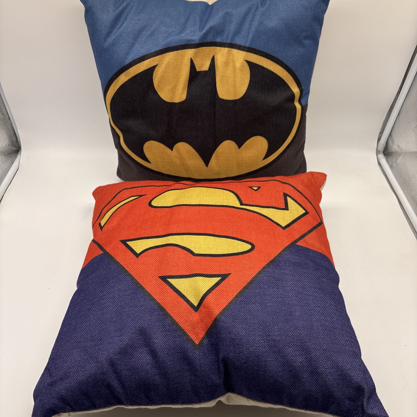 Batman & Superman 14” X 14” Logo Pillow Lot! gallery