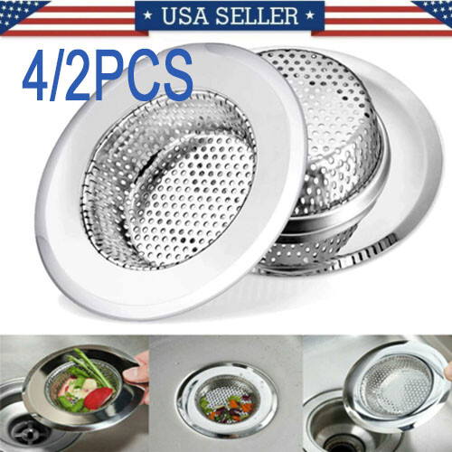 4/2pc 4.5" Kitchen Sink Strainer Stopper Stainless Steel Drain Basket Waste Plug gallery