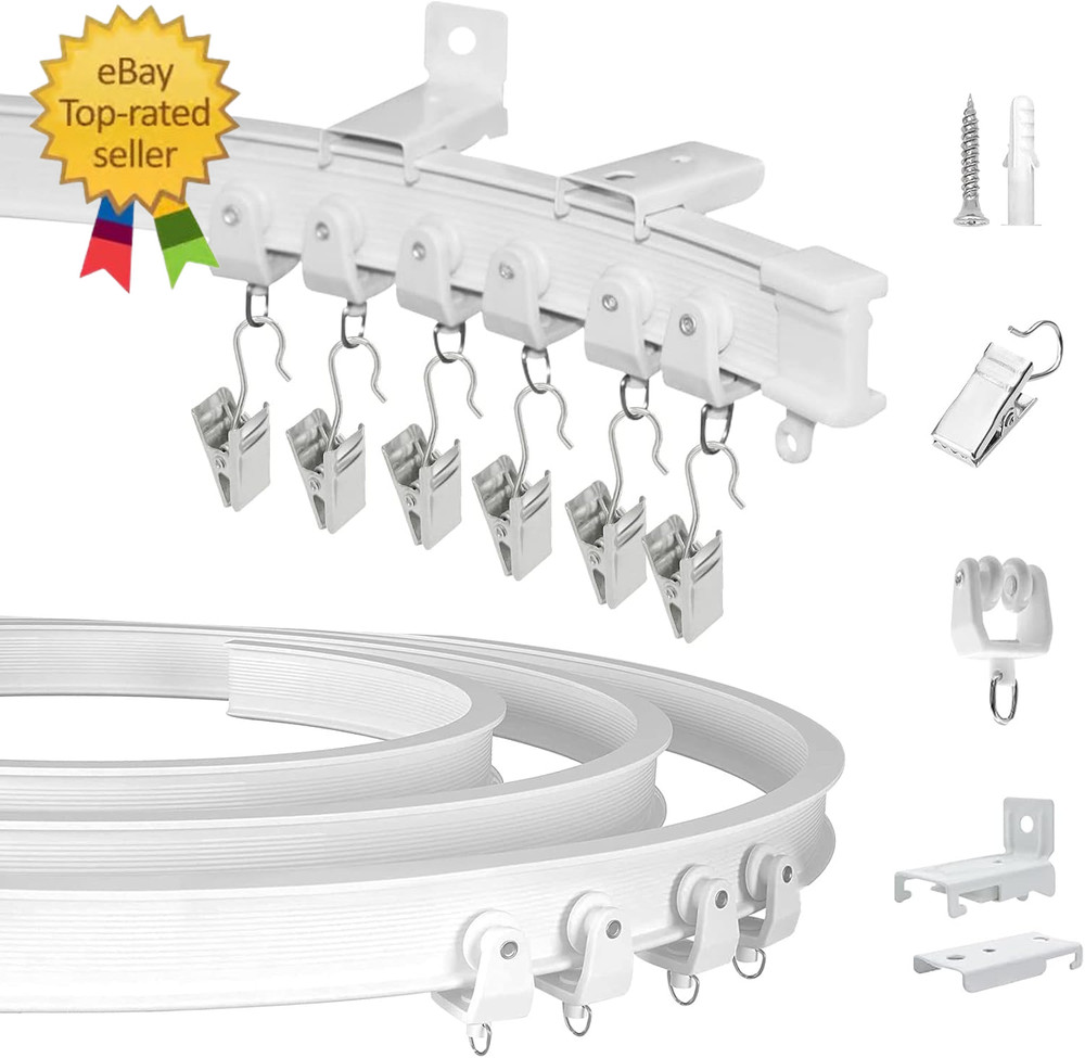 Ceiling Curtain Track, Flexible Bendable Curtain Rail System, 20Ft Wall Mount