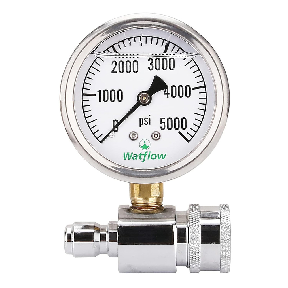 Watflow 2-1/2" Pressure Washer Pressure Gauge Kit, 3/8 Inch Quick Connect, 0-500