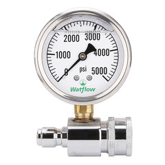 Watflow 2-1/2″ Pressure Washer Pressure Gauge Kit, 3/8 Inch Quick Connect, 0-500