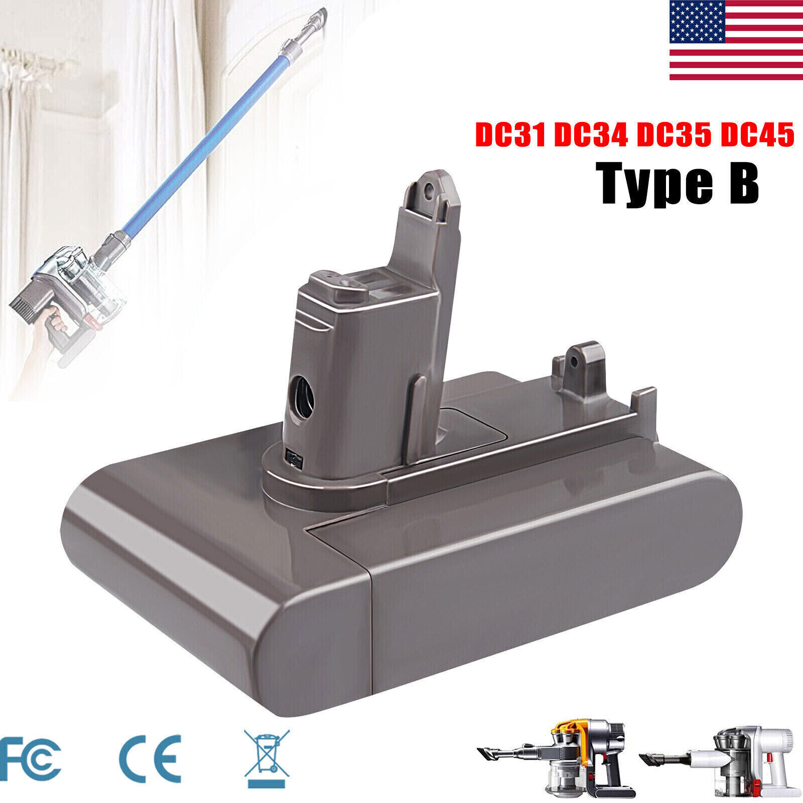 6400mAh Battery For DYSON DC31 DC34 DC35 DC44 DC45 Type B Animal Cleaner Vacuum gallery