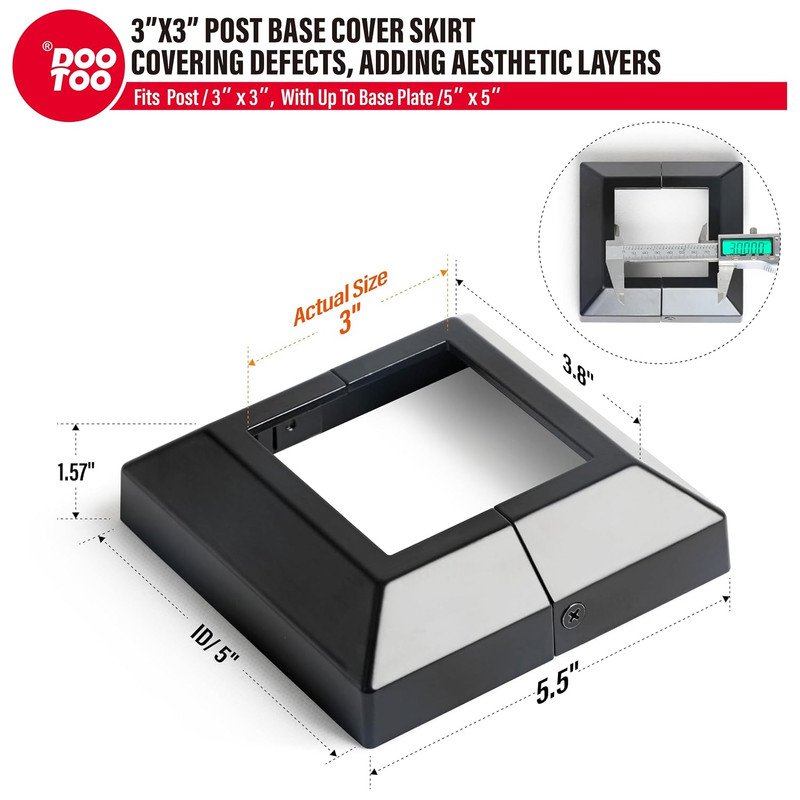 Deck Post Base Covers, Aluminum Post Cover 3"X3", Split Post Base Trim Skirt gallery