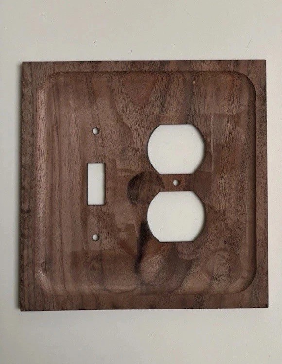 Walnut Natural Hardwood Toggle Light Switch Cover Outlet Cover Sunburst gallery