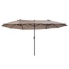 15ft Double Canopy Market Umbrella, 8.85ft Dia, Steel Pole & 12 Ribs, Tan gallery