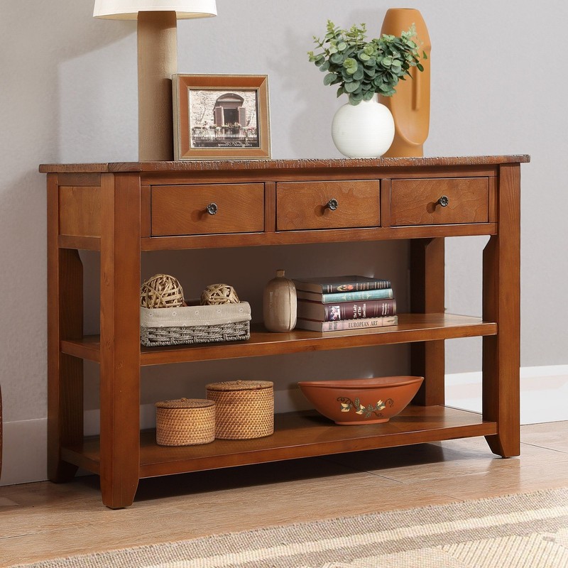 48'' Solid Pine Wood Top Console Table,Modern Entryway Sofa Side Table w/Drawer gallery
