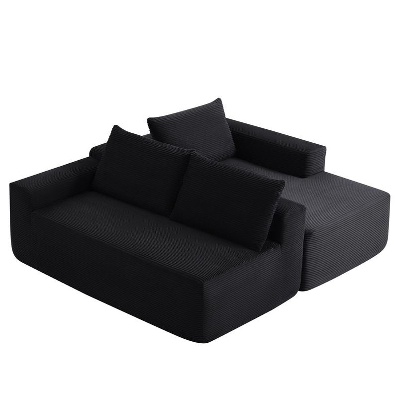 104" Cloud Sectional Sofa with L-Shape Chaise, Upholstered Couch Black gallery