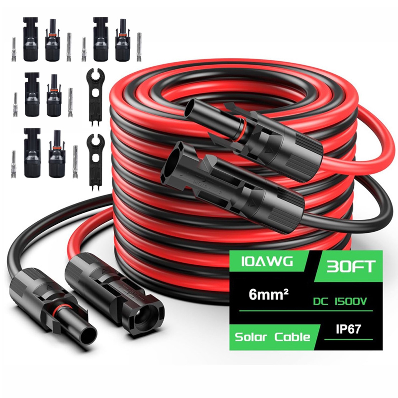 30 FT Solar Wire 10 AWG Solar Panel Extension Cable w/ Flexible Wire Connectors gallery