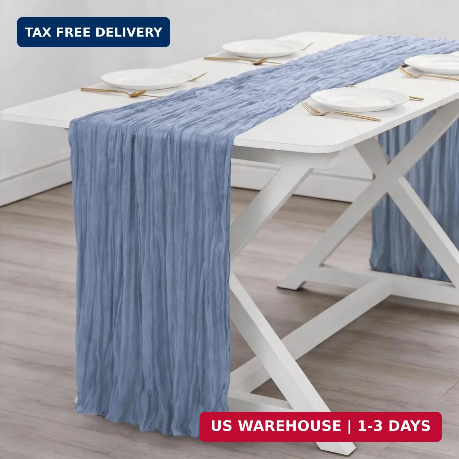 Dusty Blue Cheesecloth Table Runner Boy Baby Shower Wedding Decorations Spring G gallery