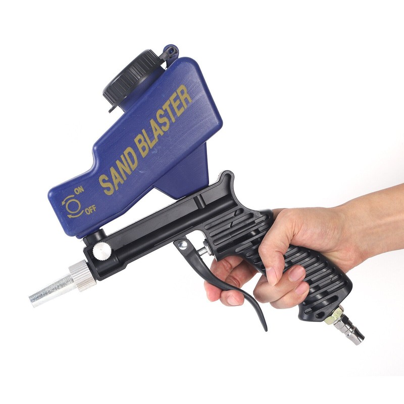 Hand Held Portable Media Spot Sand Blaster Gun Air Gravity Feed Rust Remover Kit gallery