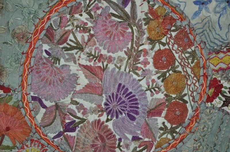 Patchwork Round Foot Stool New Indian Cotton Vintage Ottoman Pouf Cover Handmade gallery