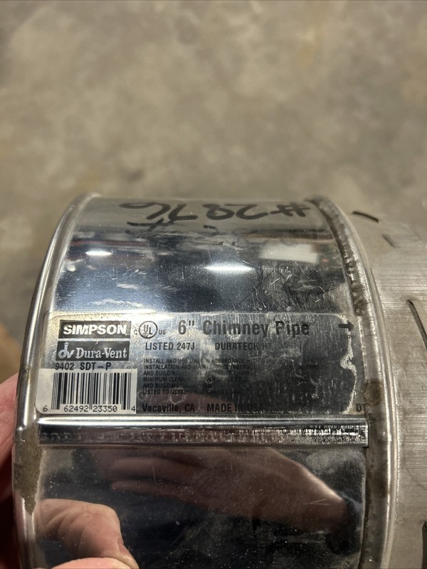 DuraVent 6" Inner Diameter - DuraTech 6DT-06SS Chimney Pipe - CLASS A 6” Long gallery