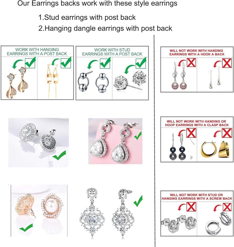 3 Pairs Earring Backs Lifters,Adjustable Silver for 8MM, gallery