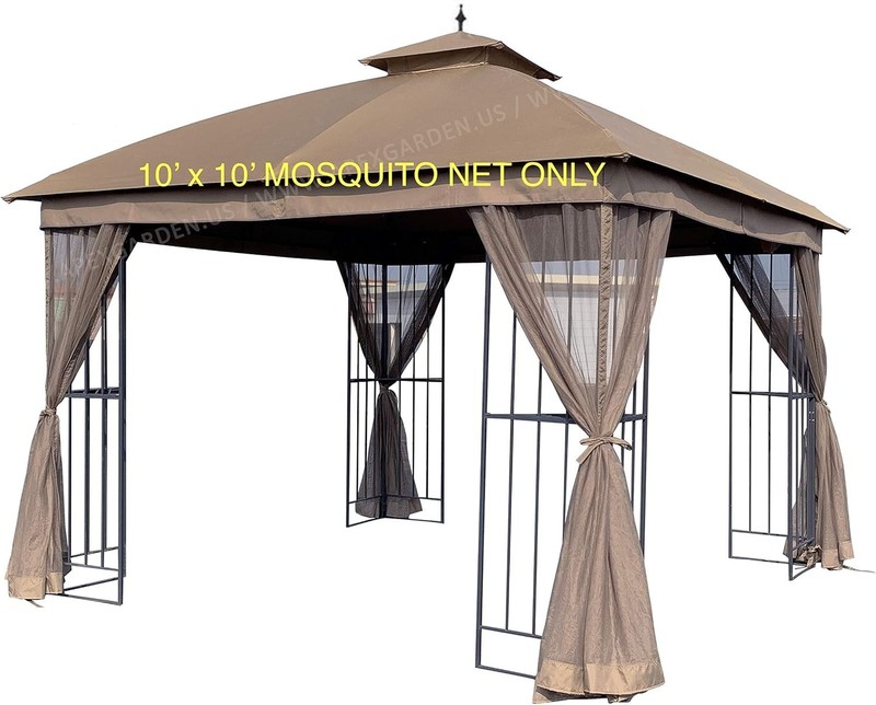 10-ft x 10-ft Gazebo Replacement Mosquito Screen Netting Tan gallery