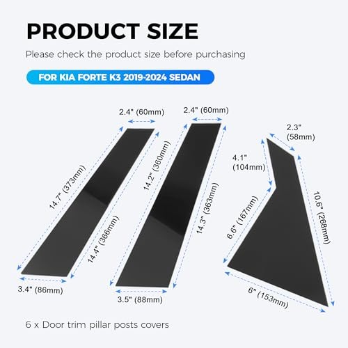 Car Auto Side Door Window Pillar Posts Cover Trim Accessories,6 Pcs Pillar gallery