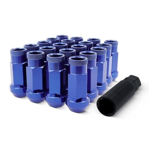 Extended Tuner Lug Nuts Pcs+Key Racing Open End for Ford Mustang 1/2" 20 Blue gallery