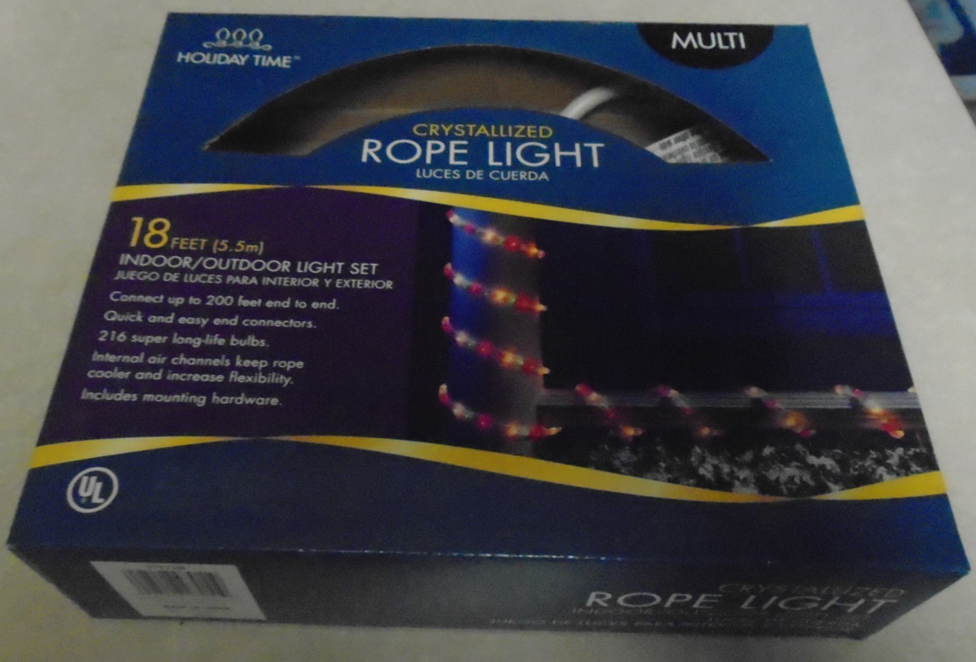 Holiday Time 18' Ft Crystallized Rope Light Multi Color New in box gallery