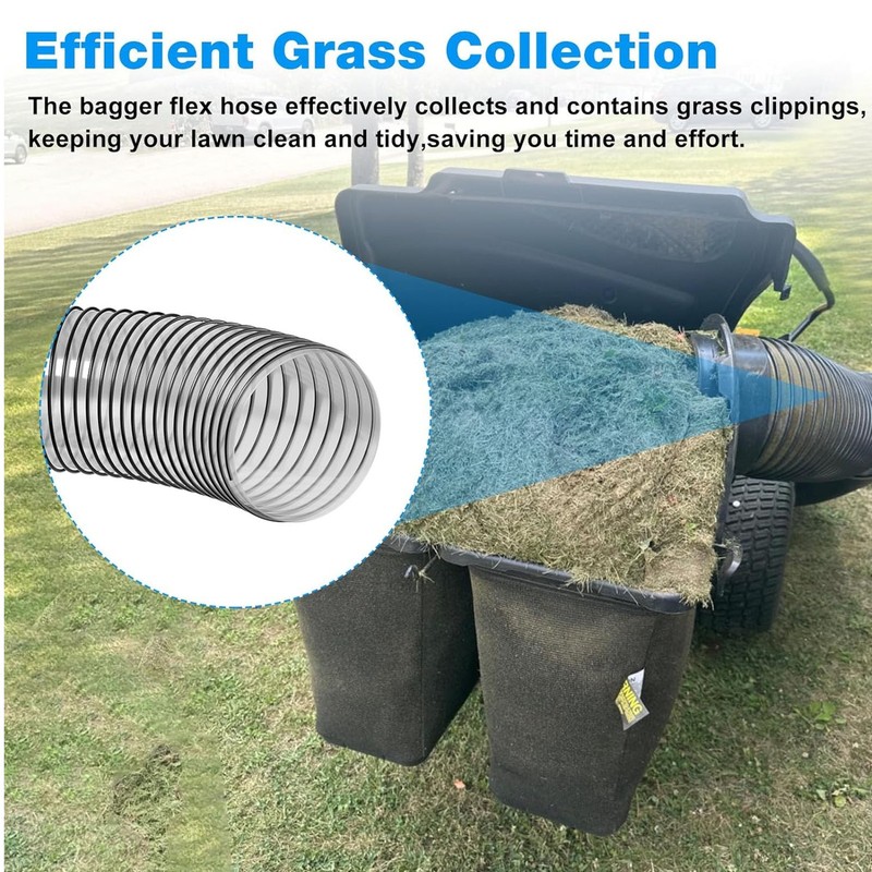 8"Width Lawn Leaf Vac Vacuum Grass Catcher Bagger Flexible 42" 46"Hose Universal gallery