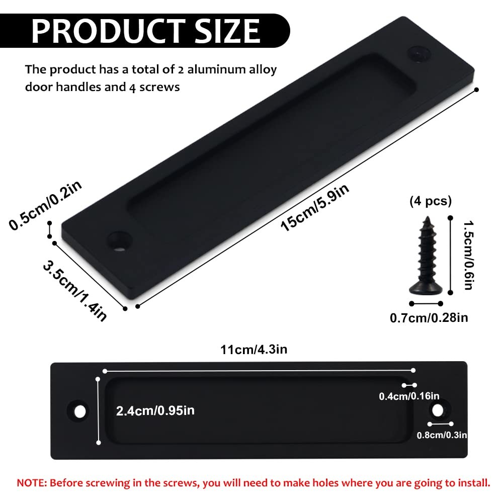 2Pcs Rectangular Recessed Door Pull Handle with Screw, Flat Backside M... gallery