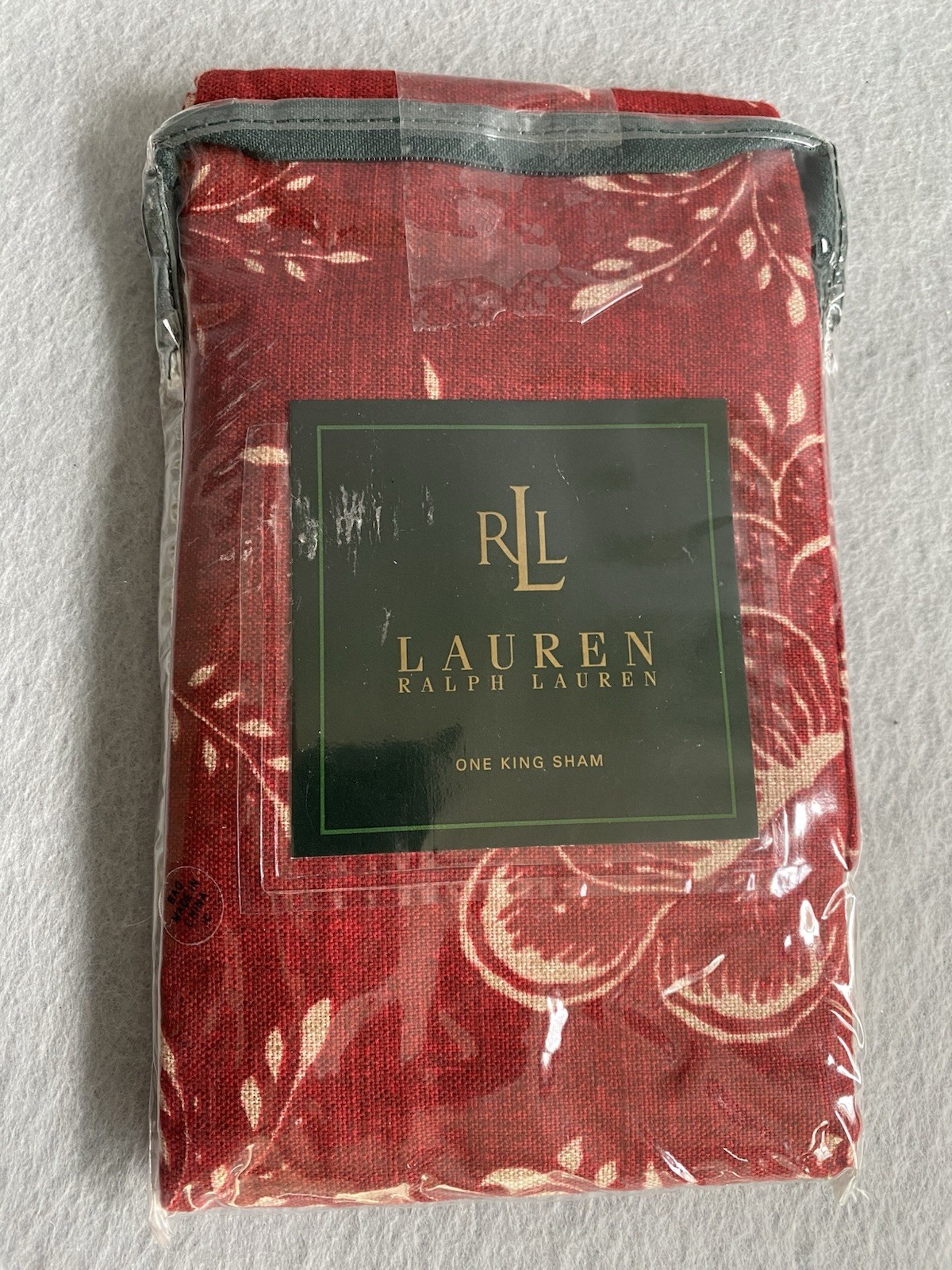 Ralph Lauren Cold Spring Red Tan Floral Standard Sham French Country King NEW gallery