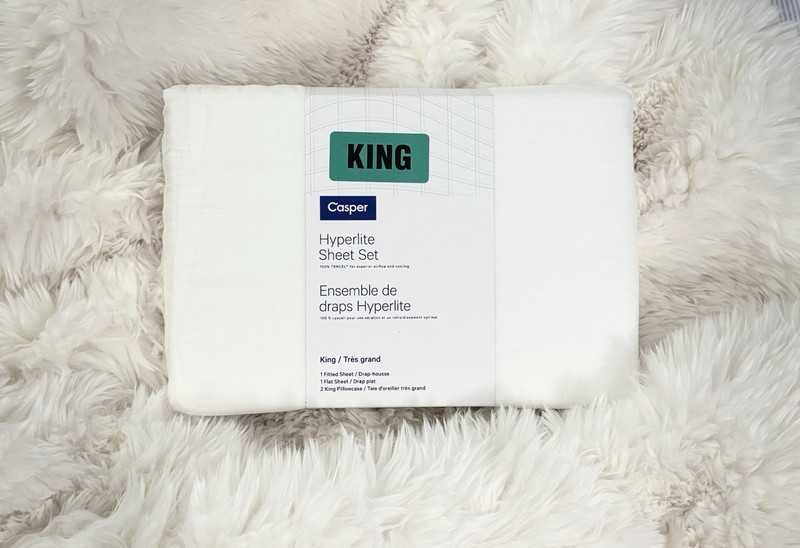 Casper Hyperlite Cooling Grid Weave 100% Lyocell WHITE 4pc KING Sheet Set NWT! gallery