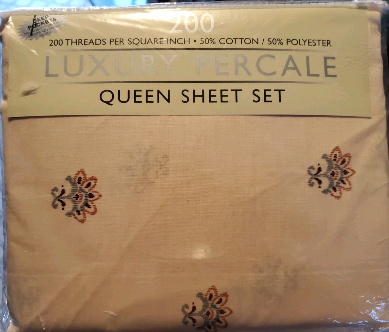 BRAND NEW Luxury Percale Queen Sheet Set Standard & Deep Mattress 200 Thread gallery