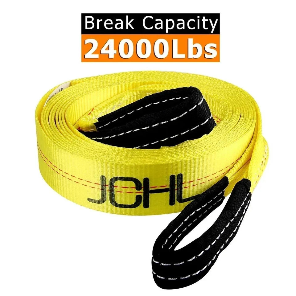 Recovery Tow Strap with Reinforced Loops 2Inx20Ft Heavy Duty 24000Lb Break Stre gallery