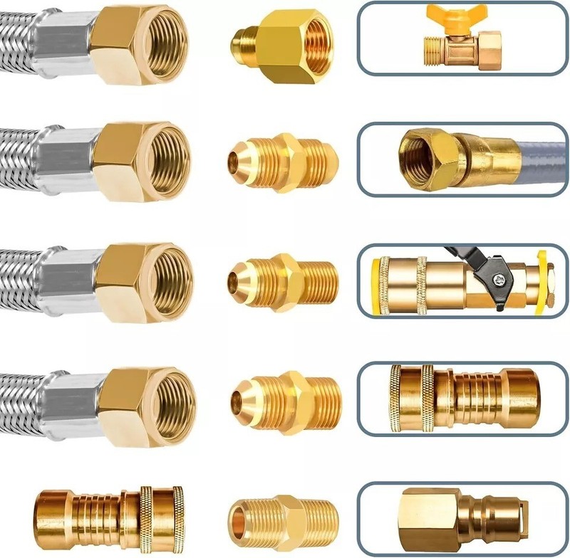 12FT Stainless High Pressure Braided Propane Hose Extension with Conversion Coup gallery