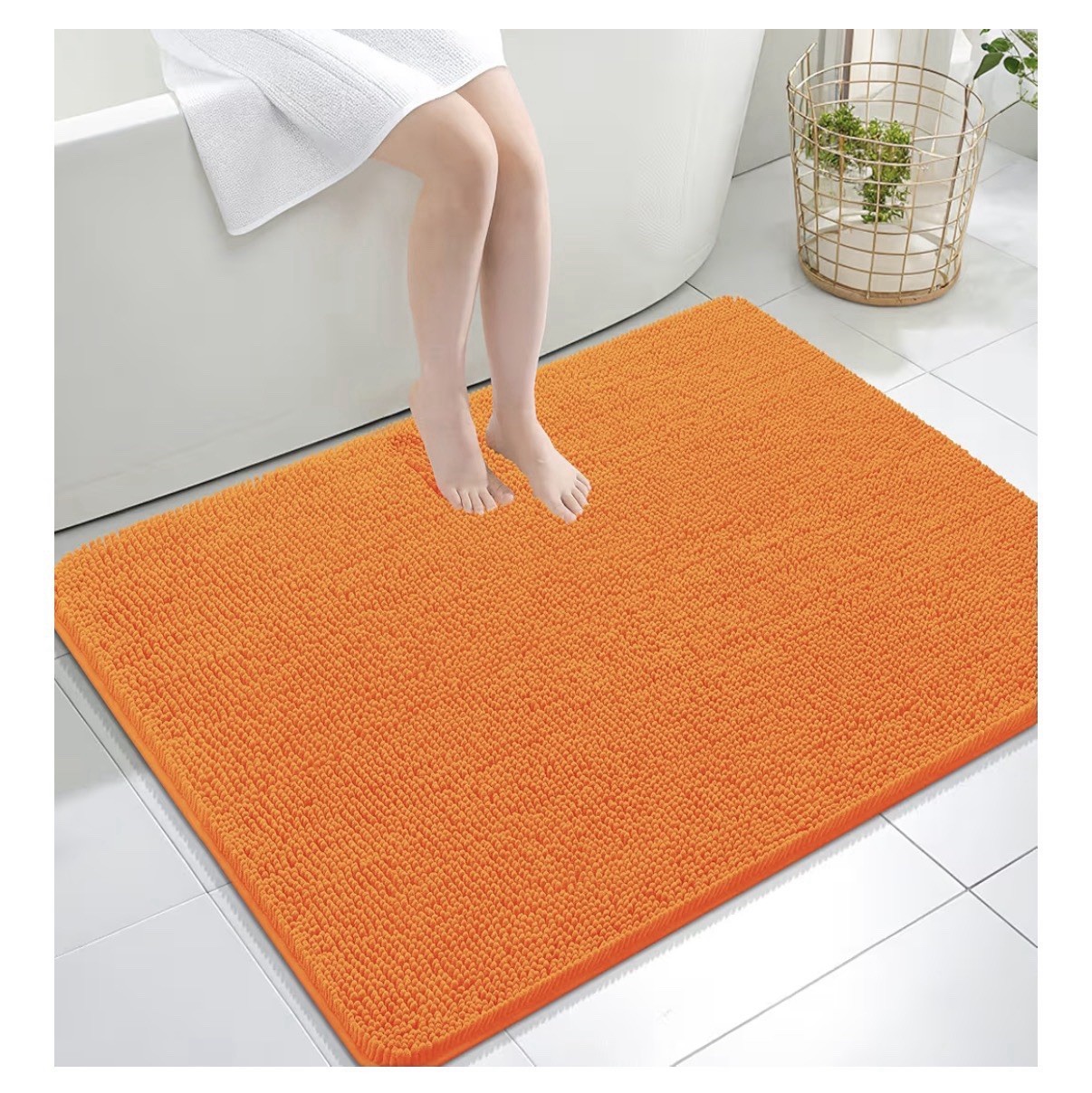 OLANLY Large Bathroom Rugs Mat 40x32, Extra Soft Absorbent 40" X 32", Orange gallery