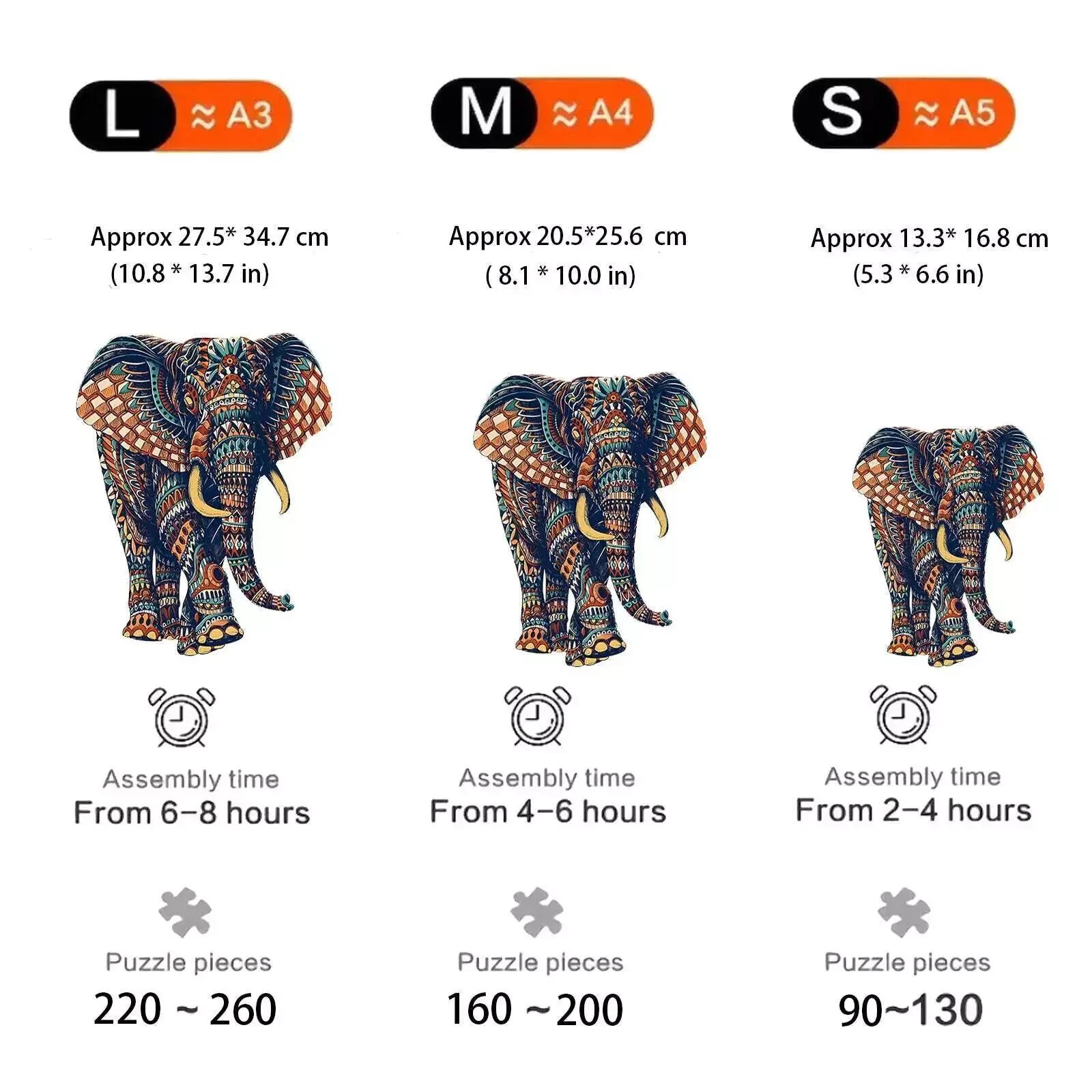 Elephant Wooden Puzzle – Irregular Animal Shape Sealed Wooden Puzzle NEW gallery