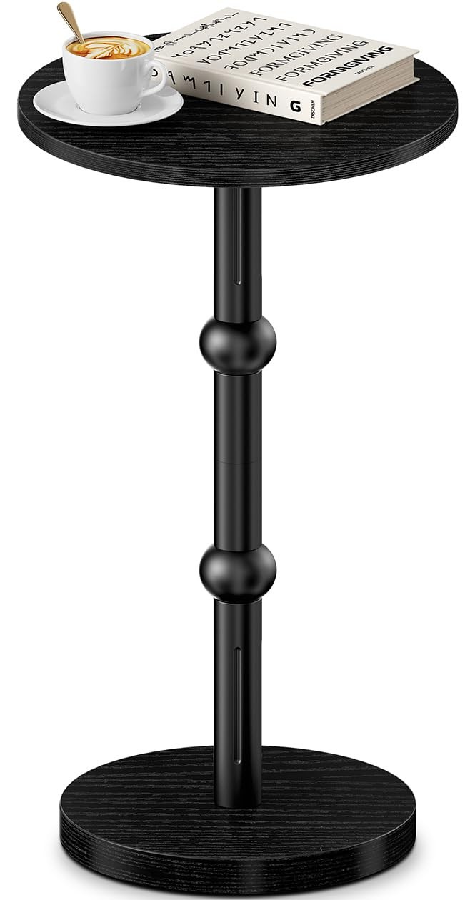 Drink Table, Small Round Side Table for Small Spaces,Round End Tables Metal leg gallery