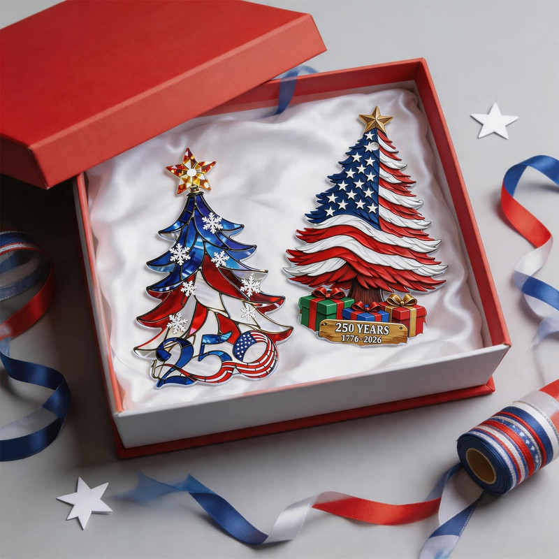 2Pcs Christmas Tree Decorations，250Th Anniversary Decoration in the United State gallery