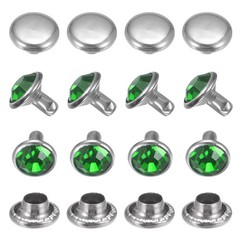 Clear Rhinestone Rivets [100pcs] – Crystal Rivets – [Emerald – 0.31 IN]