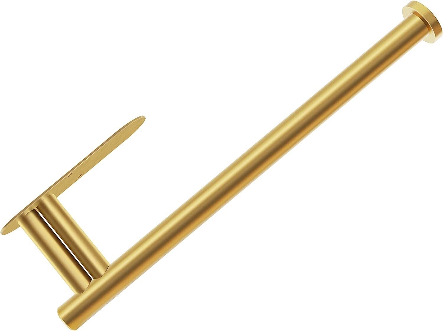 Paper Towel Holder Under Cabinet Wall Mount Double Rod Bearing Gold Tone Metal gallery