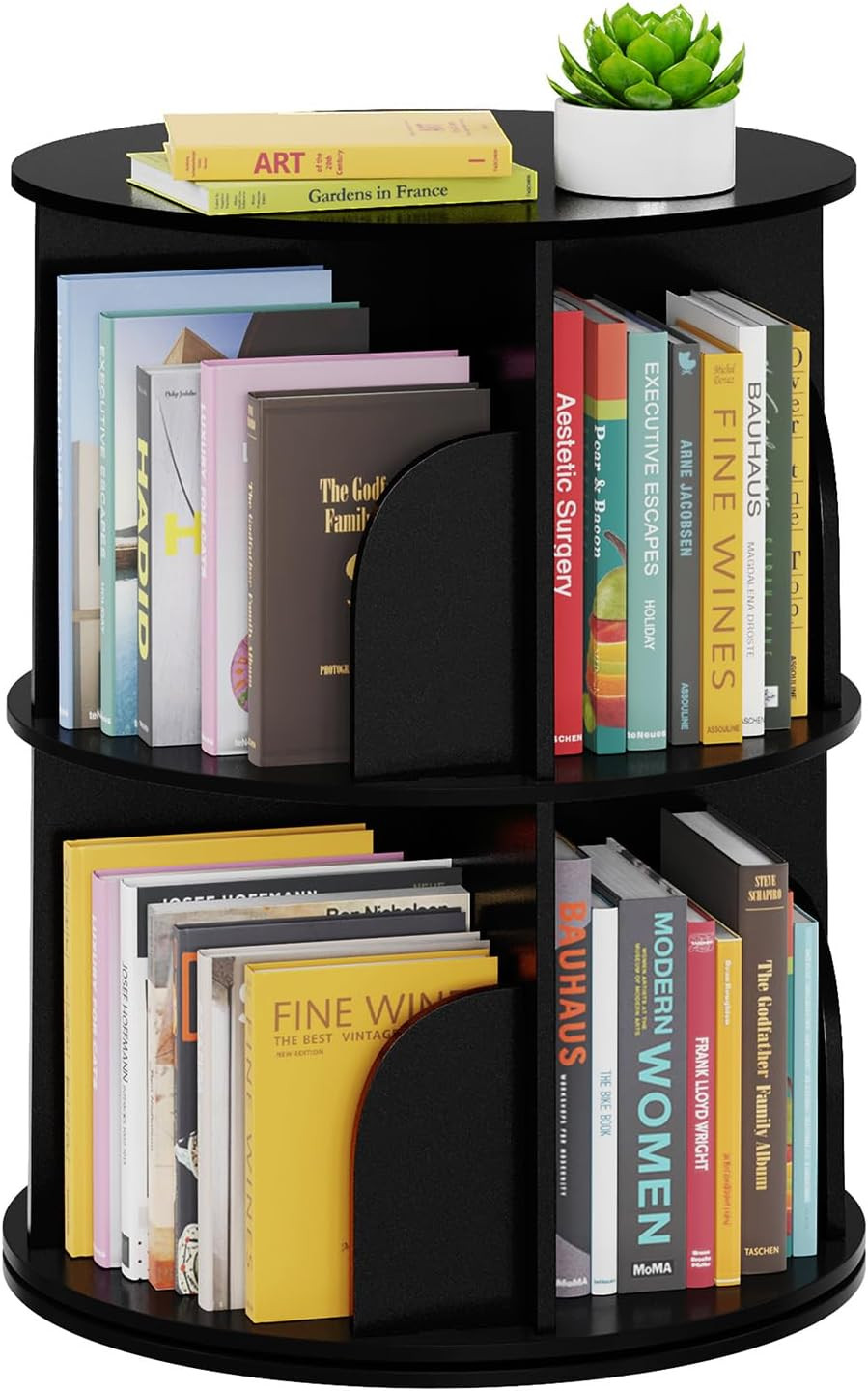 SpaceAid 2 Tier Rotating Bookshelf Tower, Spinning Bookcase Lazy Susan, Revolvin gallery