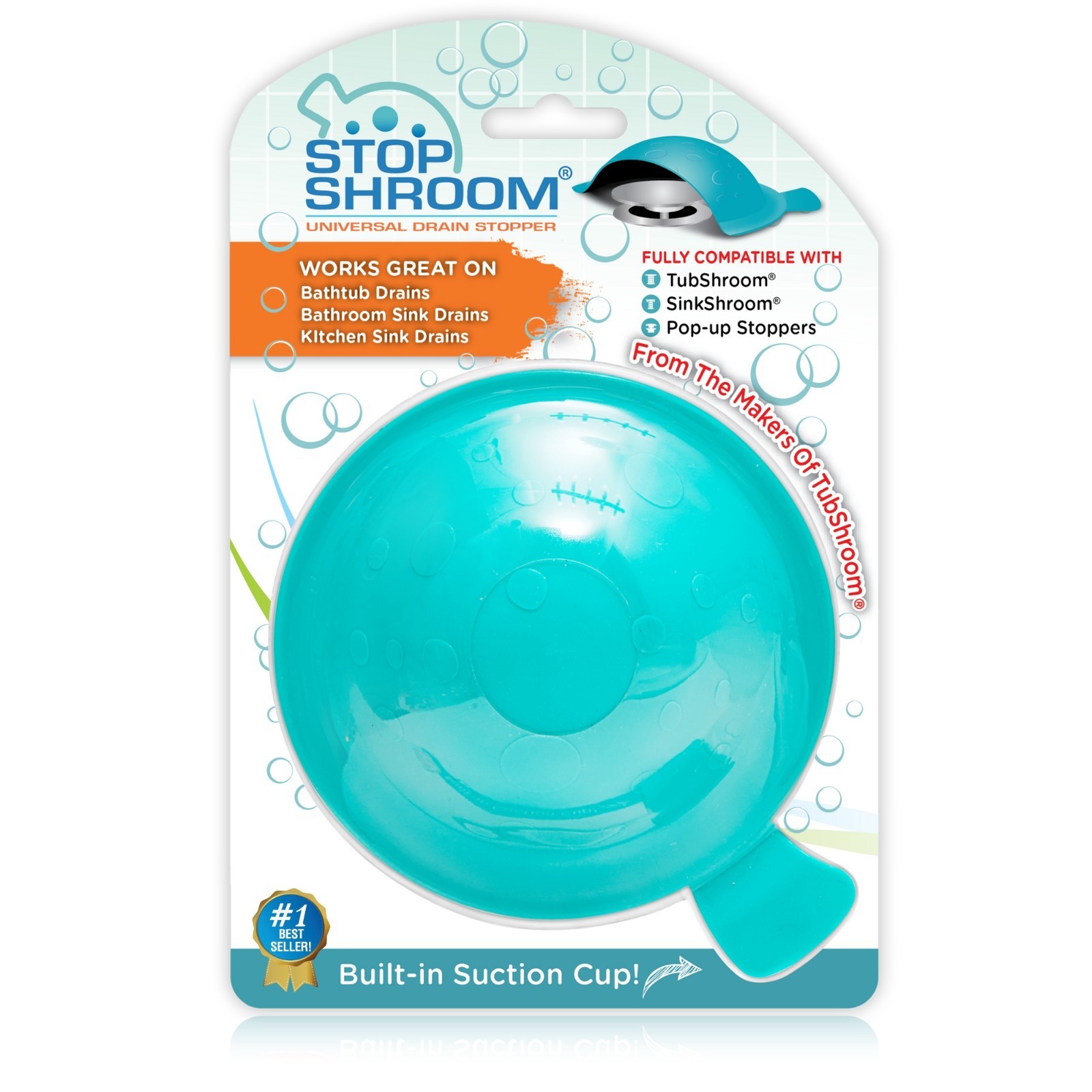 StopShroom® Universal Stopper Cover for Bathtub and Bathroom Drains by TubShroom gallery