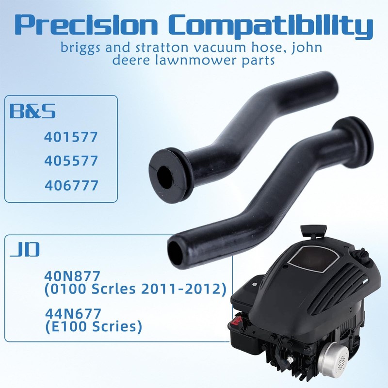 Vacuum Hose 596163 Compatible with Briggs & Stratton, John 3 inches, Black gallery