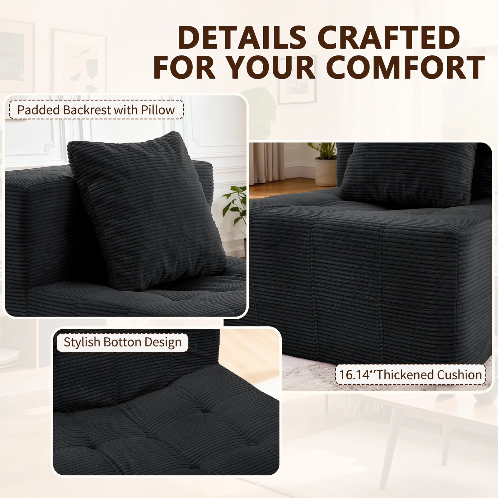 Korser Modular Sectional Sofa with Ottoman Convertible Tofu Block Sofa Floor Sof gallery