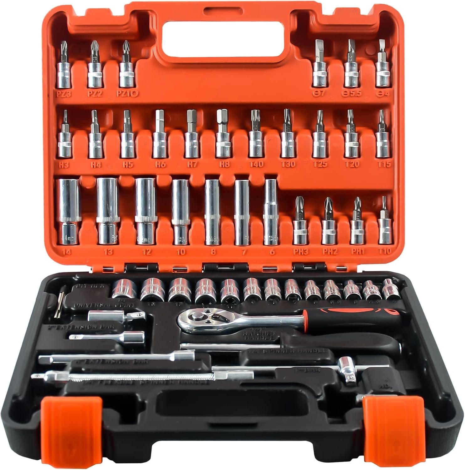 Mechanics Tool Set and Ratchet Socket Set 1/4in 3/8in Drive 53 Pc Metric W/Case gallery