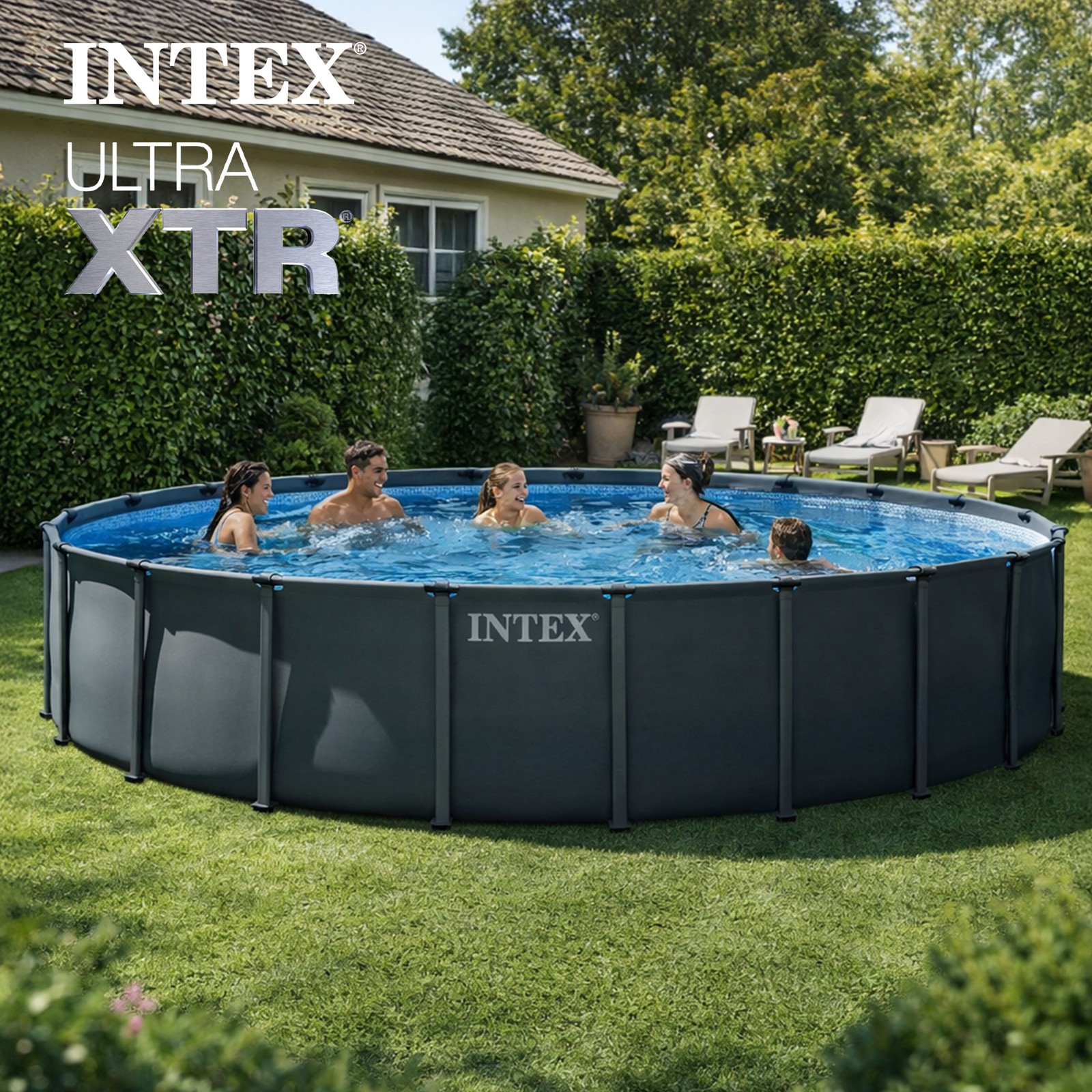 Intex Ultra XTR Round Frame Above Ground Swimming Pool Set with Pump (Open Box) gallery