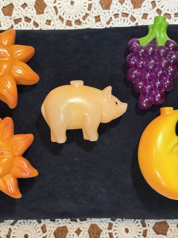 Vtg blow mold plastic celestial string Light covers Whimsical Sun Pig Moon As Is gallery