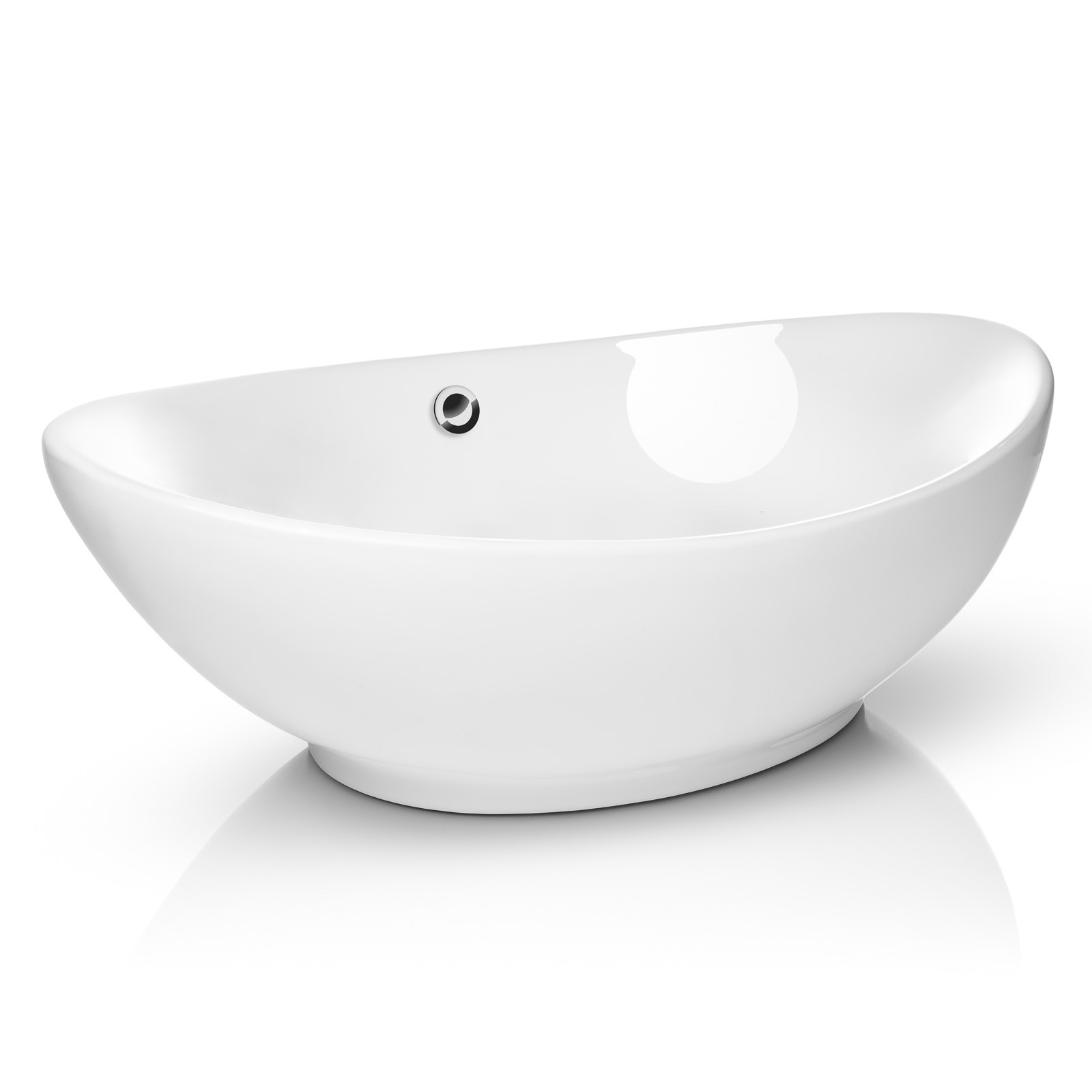 Modern Ceramic Vessel Sink - Bathroom Vanity Bowl - Large Oval White gallery