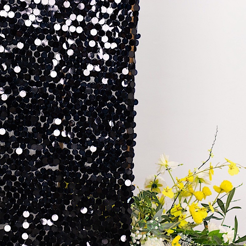 7 ft BLACK Double Sided Big Payette Sequin Half Moon Arch STAND COVER Party gallery