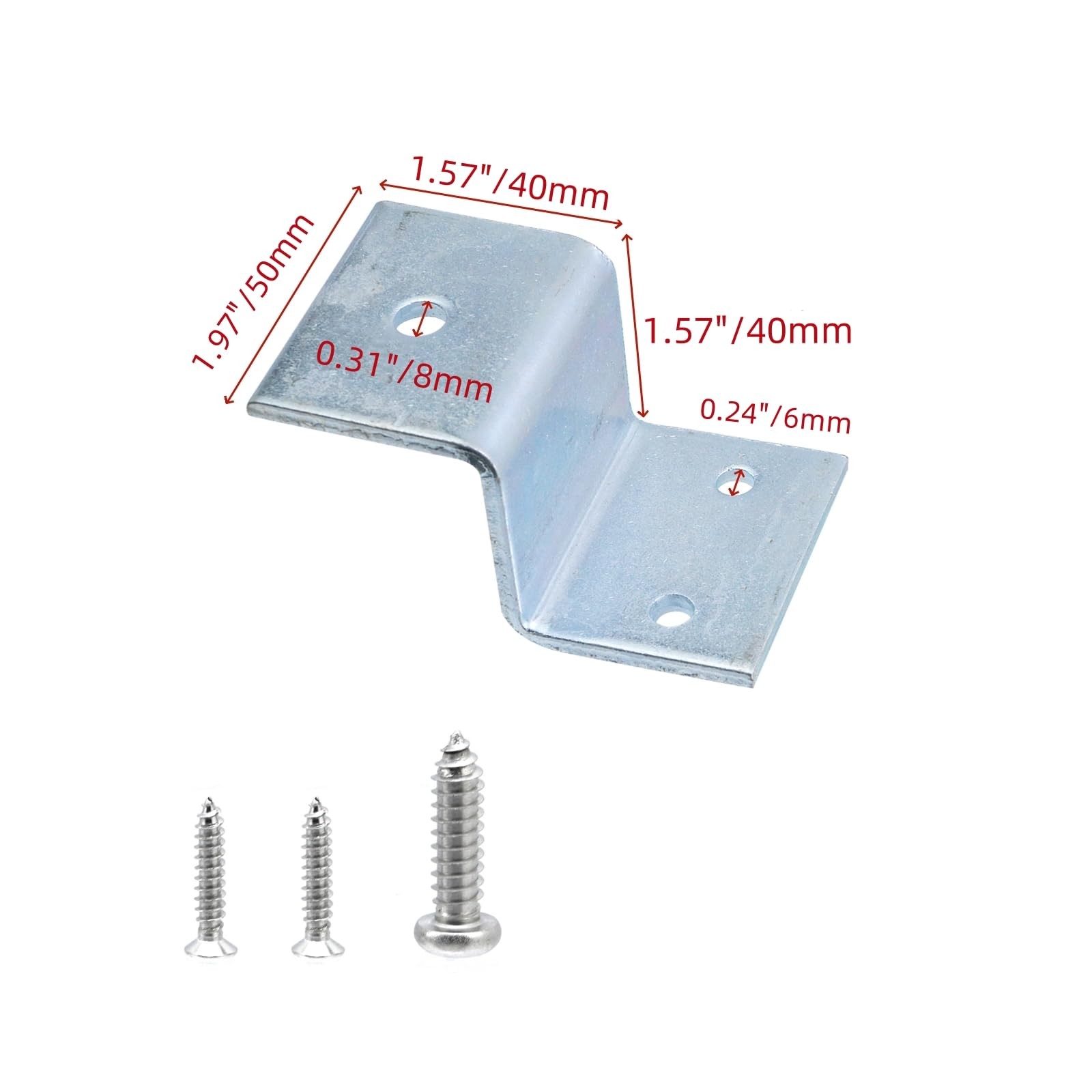 Silver Z Brackets Heavy Duty Right Angle Corner Brace Support 1.57 In 4 PCS gallery