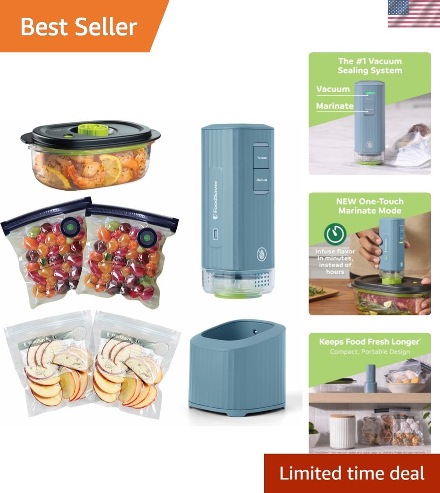 Mini Handheld Vacuum Sealer Machine with Marinate Setting & Charging Dock | C...