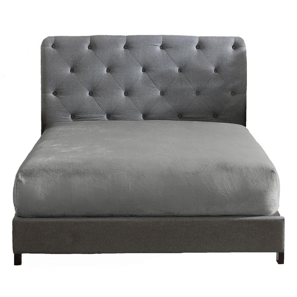 Swift Home 1-Piece Fitted Sheet Full Gray Polyester Flannel Plush Hypoallergenic
