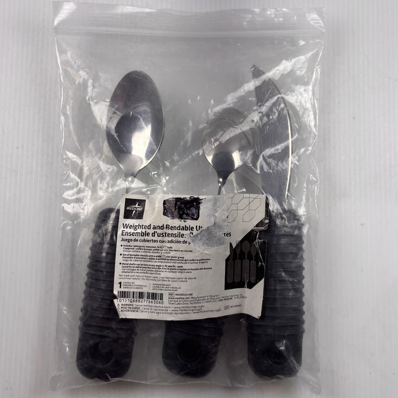 Medline Weighted Utensils Bendable / Handicap 3 Pc Teaspoon Tablespoon Knife gallery