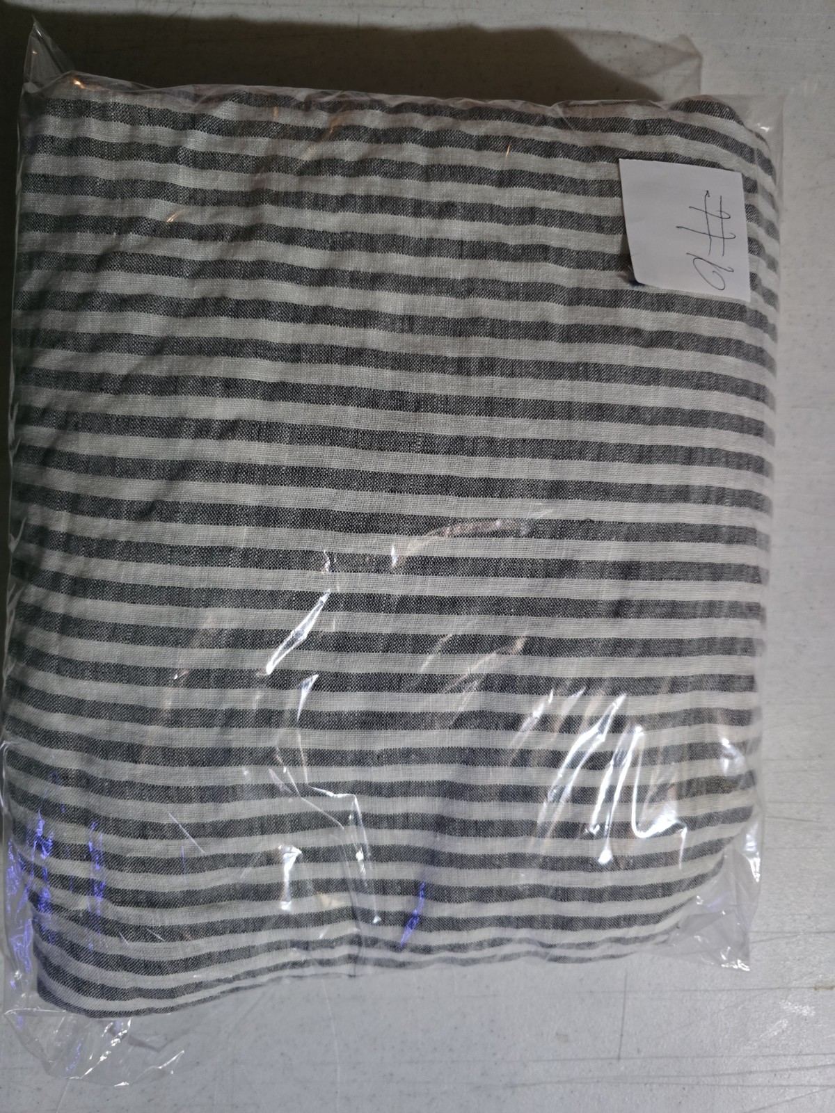 Brooklinen European Linen Fitted Sheet KING | Striped Charcoal (Retail $179) #10 gallery